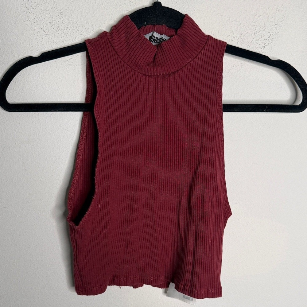 Reformation Women's Medium Maroon Ribbed Sweater Tank Top Chic Casual